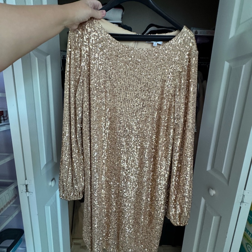 Mother of bride / groom Gold Sequin Dress